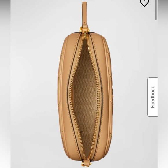 Tory Burch Kira Chevron Quilted Camera Crossbody Bag Desert Dune Gold Tan - Picture 15 of 15